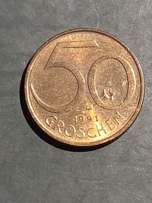 50 Groschen Austrian coin 1991, aluminum-bronze