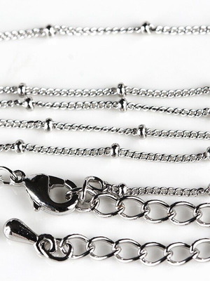 Ball chain necklace thin silver new with clasp and extension