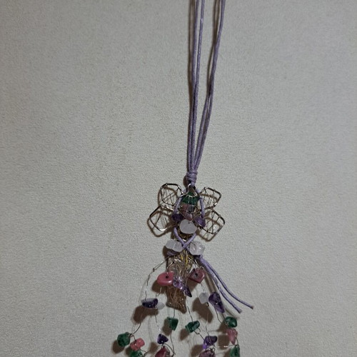 Handmade necklace with multicolor semi-precious stones like amethyst quartz aventurine