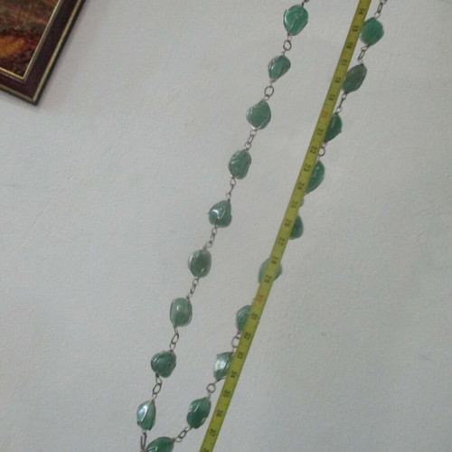 Aventurine Basket Necklace new, 80 cm length, green silver