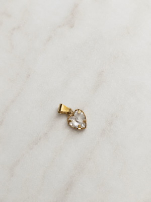 Pendant heart-shaped 14k gold with transparent stone, like new