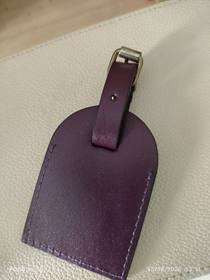 Etro leather bag charm tag holder, purple