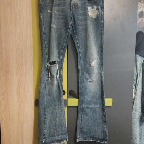 Meltin'Pot women's jeans used with factory distress bootcat W27L34