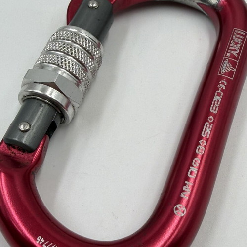 Lucky by Faders climbing safety carabiner used, red, screw-lock