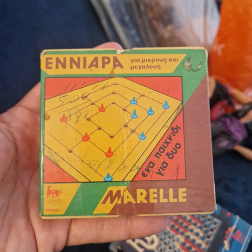 Marelle Enniara vintage Greek pocket board game used