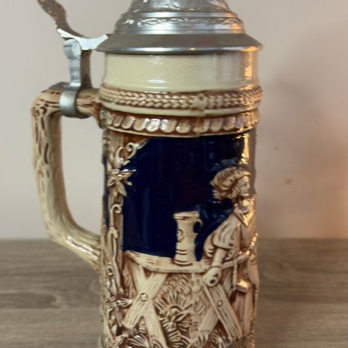 Vintage German Beer Stein with Pewter Lid by Gerz used
