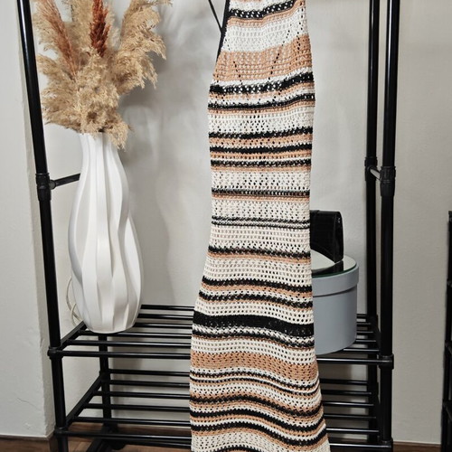 Maxi knitted dress Zara like new, boho resort style, halter neck