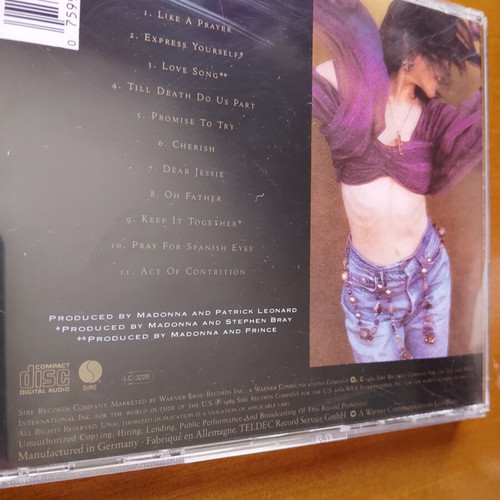 Madonna Like A Prayer CD used with booklet and notes