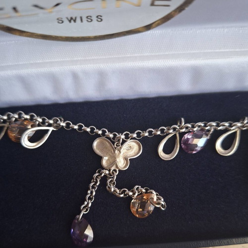 Silver 925 bracelet with natural amethyst and citrine crystals new