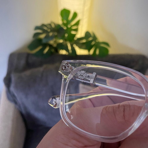 Clear Square Frame Glasses like new with silver cross hardware
