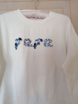 Pepe Jeans sweatshirt XL, white with bead decoration