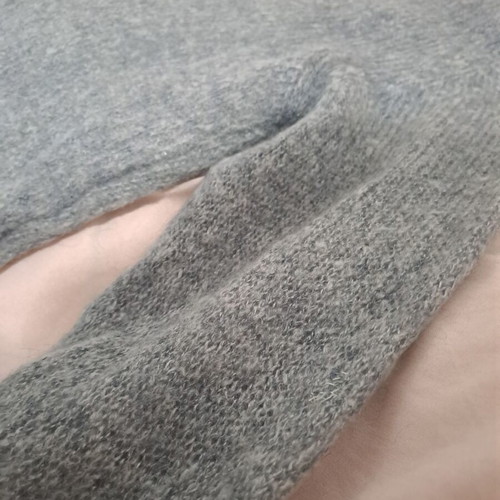 Women's blouse gray made in Italy medium with integrated knitted strap used
