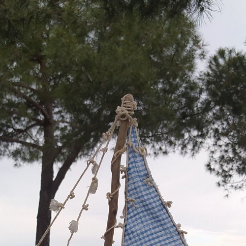 Decorative handmade boat new with driftwood
