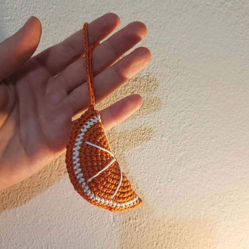 Orange handmade crochet keychain new