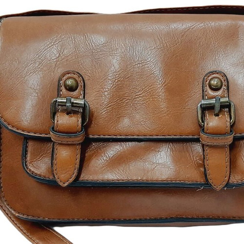 Stylish retro crossbody bag like new, soft eco leather, brown
