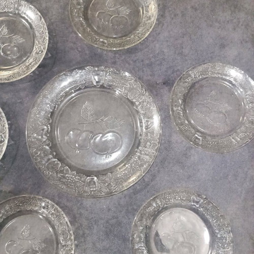 Set of 6 glass dessert plates and Fruity platter new