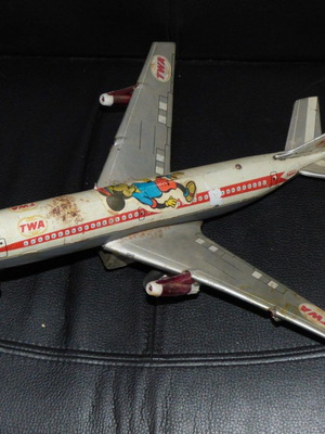 Tin airplane TWA Japan used, vintage, non-working