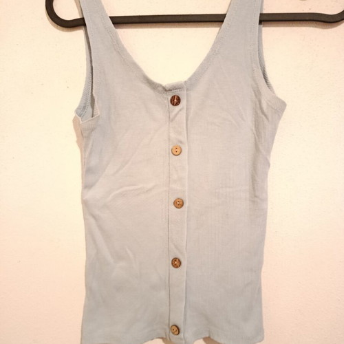 Summer blouse for girls 16 years like new, turquoise, cotton, wooden buttons