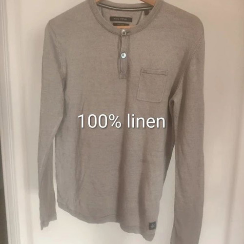 Marc O'Polo men's long-sleeve shirt 100% linen size S like new, light gray