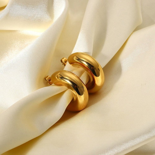 Bold 3 cm hoop earrings made of stainless steel gold color new