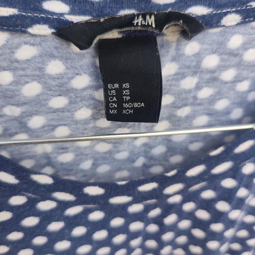 H&M Polka Dot T-shirt XS used, blue