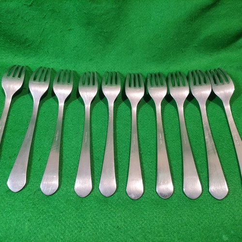 Nissiotis Rostfrei forks used, set of 10, collectible Xenia 1968