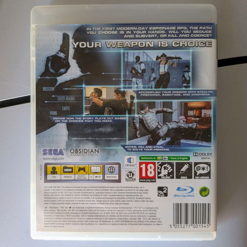 Alpha Protocol PS3 game