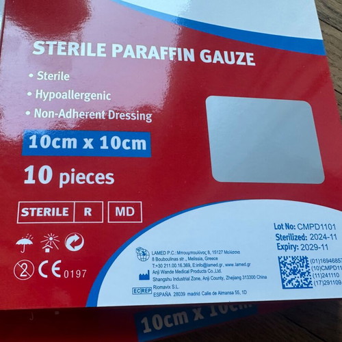 Paraffin Gauze Dressings new, pack of 3