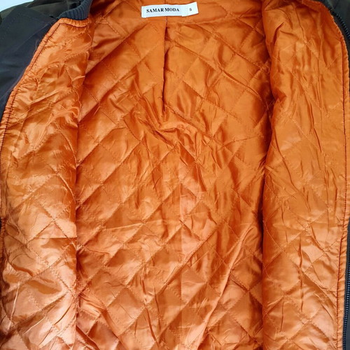 Bomber jacket khaki brown, size S, orange lining
