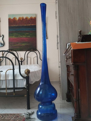 Γυάλινο βάζο σαν καινούργιο, μνημειακό vintage cobalt blue 135 εκ.