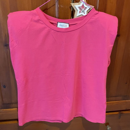 T-shirt with shoulder pads new, fuchsia