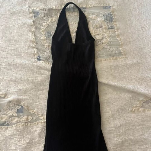 Bershka black halter neck dress, above knee, tight fit