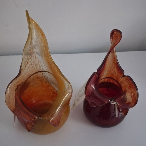 Ζευγάρι χειροποίητα βάζα από art glass στυλ Murano