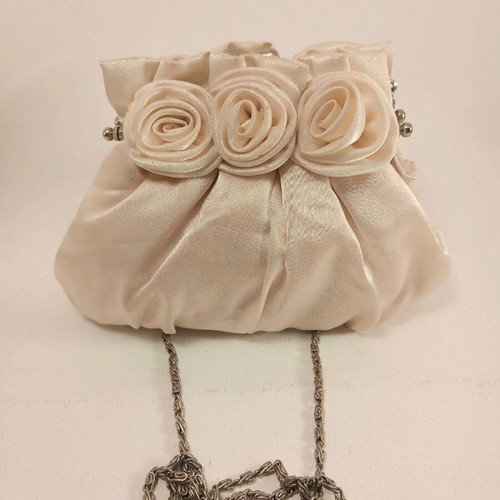 Skondras evening bridal bag used with roses and silver chain