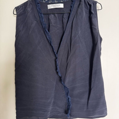 Max Mara silk blouse size EU 38 like new, blue with lace