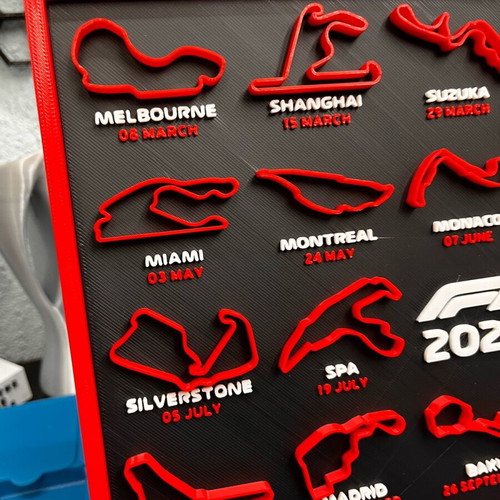 F1 2026 Season Calendar 3D Printed Wall Art new, 25cm x 25cm
