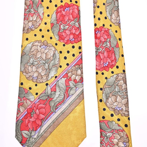 Leonard Paris tie like new, 100% silk, yellow multicolor