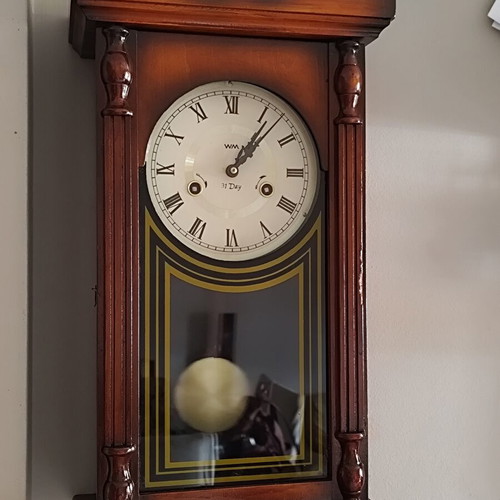 WM Widdop 31 Day Regulator Wooden Wall Clock like new
