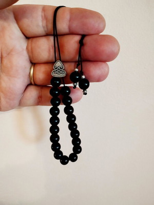 Worry beads with black obsidian semiprecious stones new