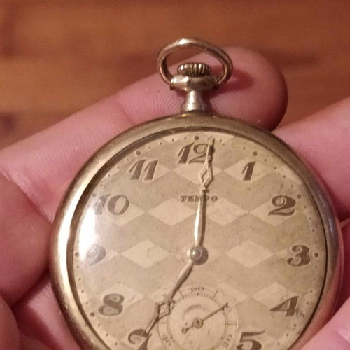 Tempo pocket watch used, vintage Swiss Art Deco 1920/30's