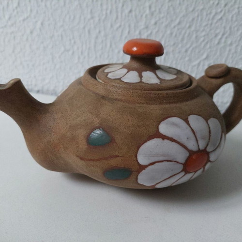 Vintage clay tea set used, 1970s