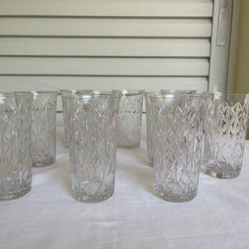 Set of 10 Saint Louis Crystal Highball glasses used