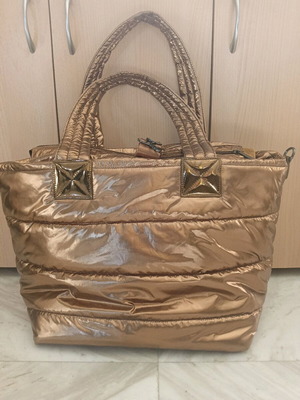 Bronze Quilted Puffer Shoulder Bag Like New