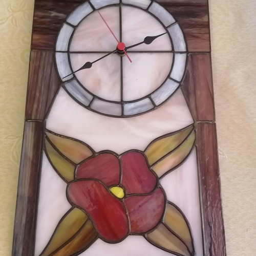 Handmade stained glass wall clock like new