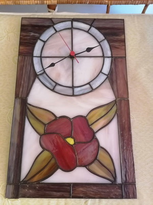 Handmade stained glass wall clock like new