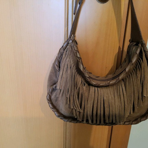 Rocco Barocco crossbody bag used, brown suede