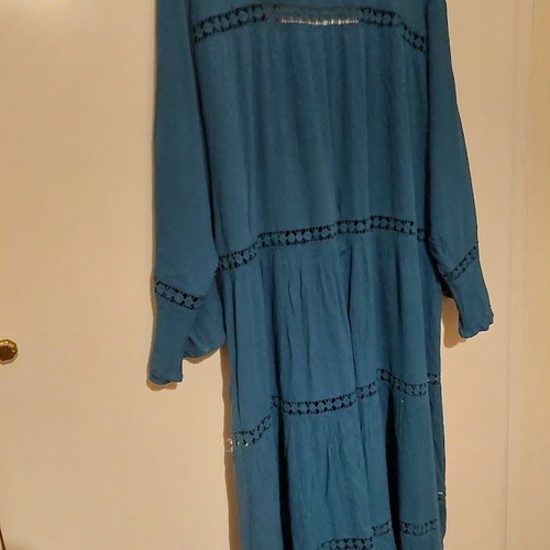 Petrol beach dress kaftan with lace, new, size 5XL