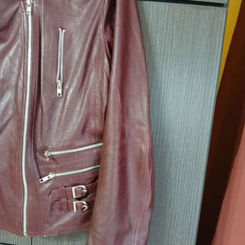 Women's leather jacket used, genuine leather, red