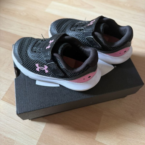 Under Armour girls' athletic shoes like new, black and pink, size 23.5
