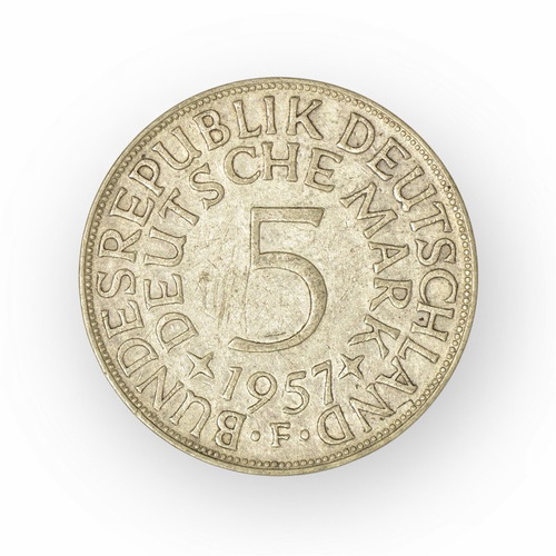 German silver coin 5 Mark 1957 used